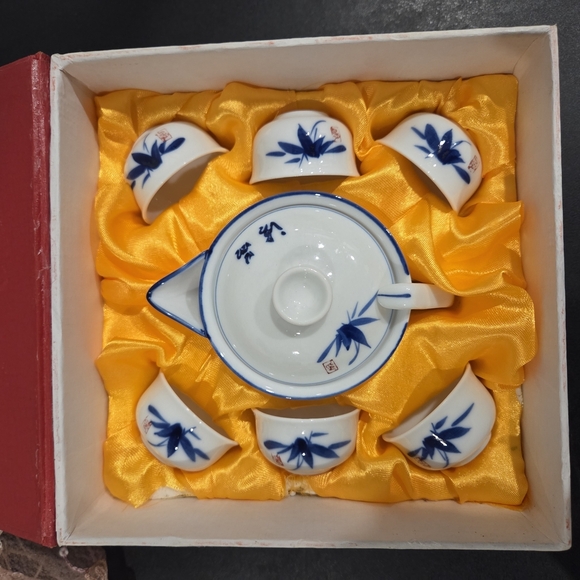 Other - Jingdezhen Porcelain Tea Set – Bamboo Design – Gift Box – Complete Set